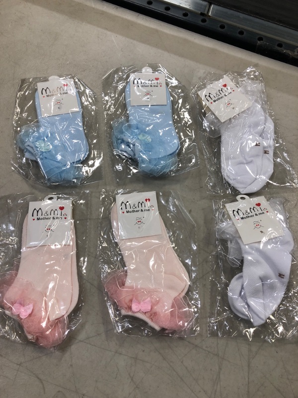 Photo 2 of  Toddlers Girls Socks with Ruffles Baby Lace Ankle Socks with Bowknot Eyelet Frilly Mesh Socks 3-Pack