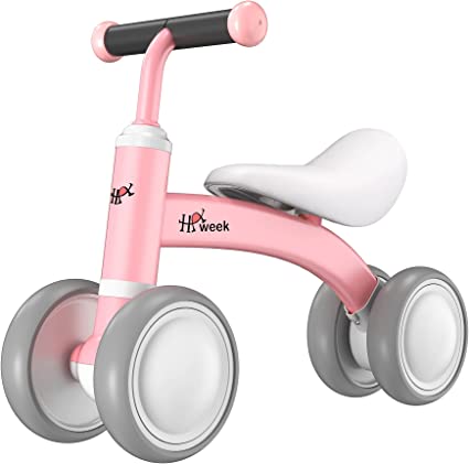 Photo 5 of HAWEEK Baby Balance Bike Cute Toys for 1 Year Old Boys and Girls 12-36 Months Toddler Bike Baby Walker Riding Gifts for Boys Girls No Pedal Infant 4 Wheels Baby's First Birthday Gift (Pink)
