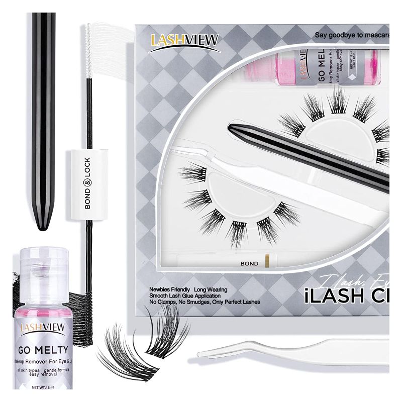 Photo 1 of LASHVIEW DIY Eyelash Extension Kit,12 Clusters Volume Lashes Set with Applicator and Bond & Seal,Eyelash Extension Remover,Eye lifting 3D Effect,C curl Lashes Pack 14mm-Twin Flame
