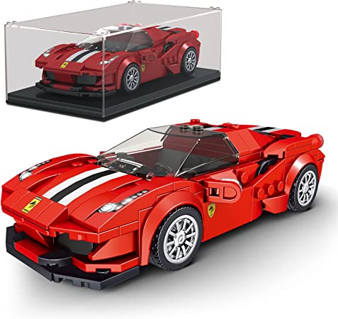 Photo 1 of Mould King Speed Champion, Toy Car Building Sets, 488 GTB with Acrylic Display Case, Speed Champion Cars for Adults, Speed Champions Sets for Adult and Kid 8 (329 Pieces)
