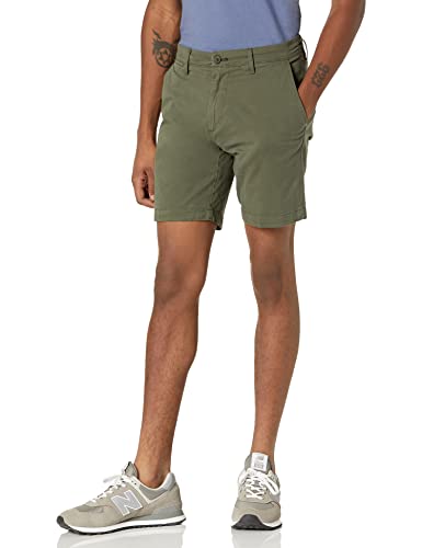 Photo 1 of Goodthreads Men's Slim-Fit 7" Flat-Front Comfort Stretch Chino Short, Dark Green, 33
