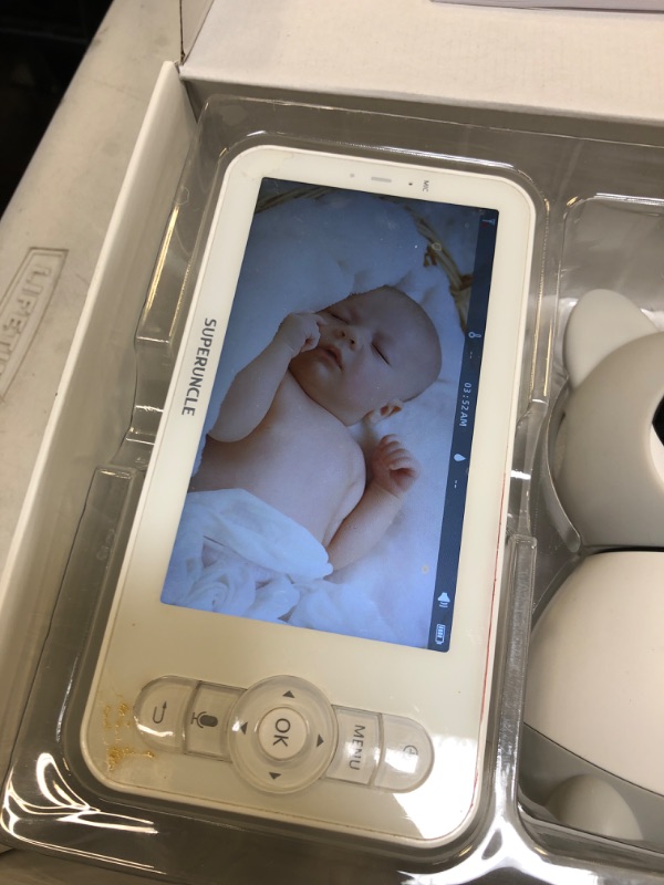 Photo 5 of Baby Monitor, 1080P Digital Camera with Audio Support Infrared Night Vision, 720P & 5” Color LCD, 360° Rotation, Mode VOX, Humiture Sensor, Wi-Fi Connection, for iOS & Android Blue (turns on but unble to test fully) (used,dirty)