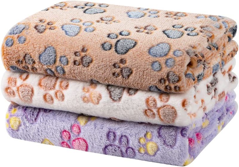 Photo 1 of 
Dono 1 Pack 3 Dog Blankets for Small Dogs, Soft Fluffy Paw Print Pattern Fleece Pet Blanket Warm Sleep Mat, Puppy Kitten Blanket Doggy Mat for Dog Cat Kitten Doggy
