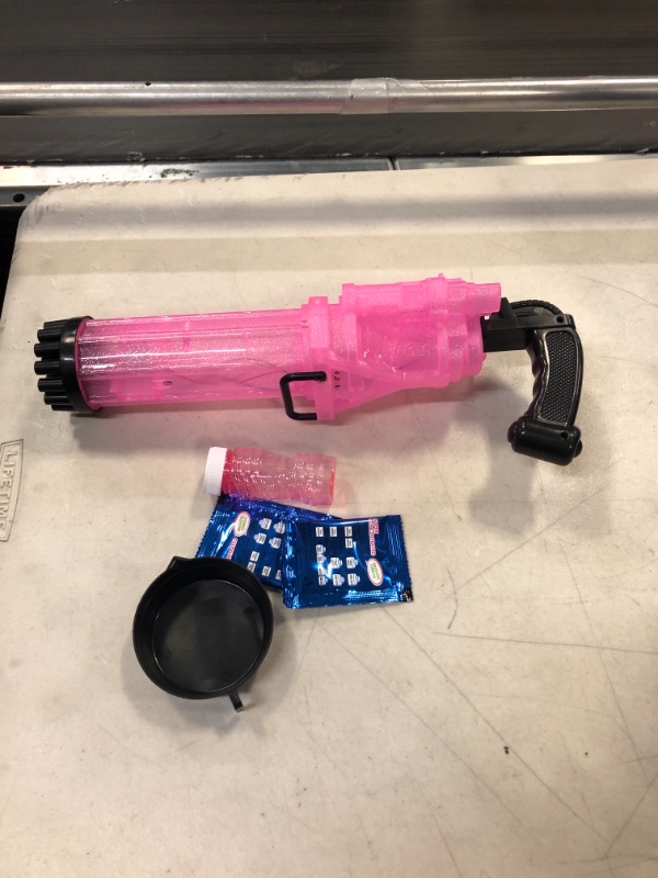 Photo 2 of Fleeting Time Bubble Machine, 2022 Upgrade Bubble Gun Toy Gift, 21 Hole Super Large Phantom Light Automatic Bubble Machine(Pink)
