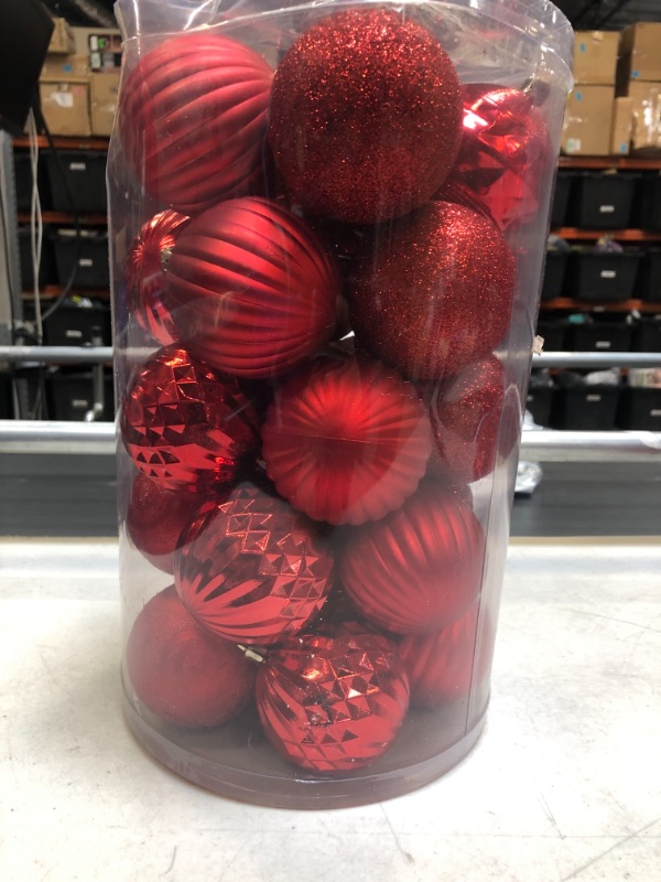 Photo 2 of  Red Christmas Balls Ornaments - 2.36 Inch Shatterproof Red Christmas Decorations, Sparkling Christmas Ball Ornaments, Hanging Ornaments Balls for Christmas Trees (Red)