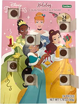 Photo 1 of Disney Princess Advent Calendar, 2023 Countdown to Christmas for Girls with 24 Milk Chocolate Candy Pieces, Pack of 2, 1.76 Ounces