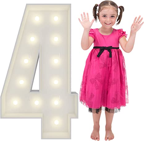 Photo 1 of 4FT Marquee Numbers Pre-Cut Frame Kit Large Marquee Light Up Numbers 4, Signs for Birthday Anniversary Wedding Party Decoration