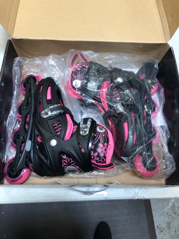 Photo 2 of Inline Skates for Girls and Boys, Roller Blades with Gel Wheels and Adjustable Sizing for Adults and Kids, Roller Blades for Men, Women, Girls, Boys, Lightweight Roller Blade Skates, High Bounce