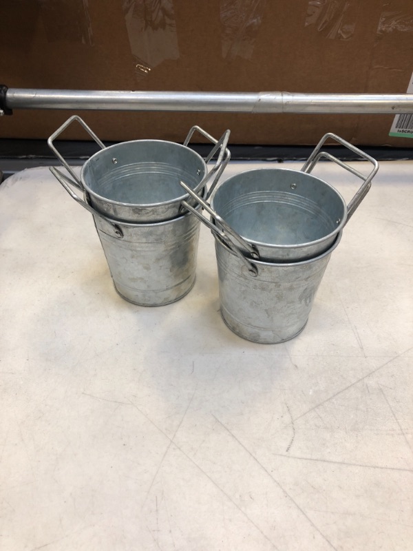 Photo 2 of 4 Pack Mini Galvanized Buckets with Handles, Farmhouse Home Decor Planter (5.4 in)