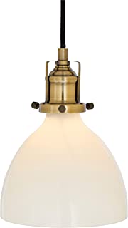 Photo 1 of Amazon Brand – Rivet Lux Brass Pendant, 9"H, Glass Shade