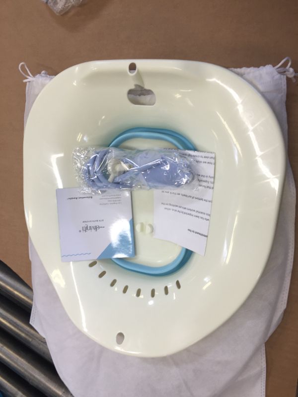Photo 2 of Drop of DiviniTi Sitz Bath for Hemorrhoids Women - Sitz Bath for Postpartum Care - Yoni Steam Seat - Vaginial Steaming Kit - Collapsible, Drain Holes, Flusher Hose - Use w/Sitz Bath Salt
