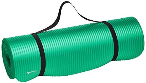 Photo 1 of AmazonBasics 1/2-Inch Extra Thick Exercise Mat with Carrying Strap, Green
