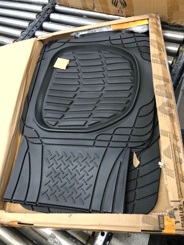 Photo 4 of Motor Trend 923-BK Black FlexTough Contour Liners-Deep Dish Heavy Duty Rubber Floor Mats for Car SUV Truck & Van-All Weather Protection Trim to Fit Most Vehicles
