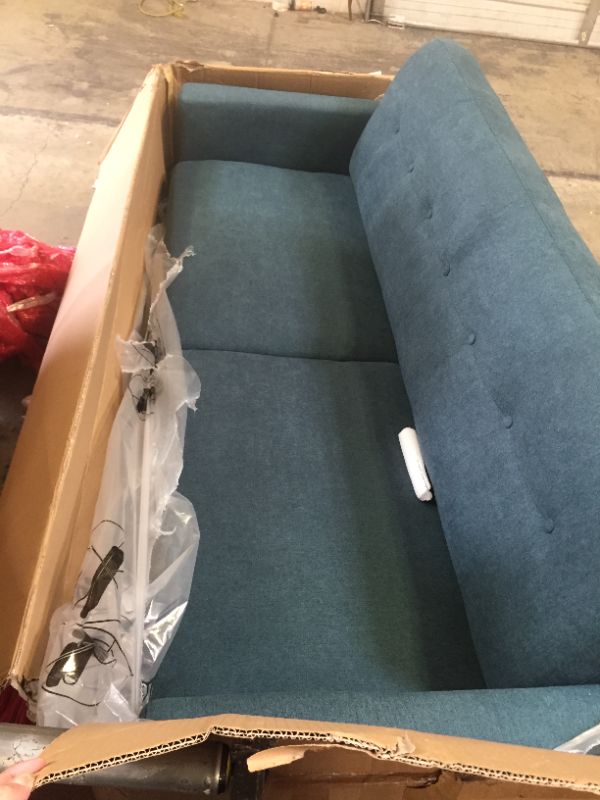 Photo 3 of Amazon Brand – Rivet Sloane Mid-Century Modern Sofa Couch, 79.9"W, Denim Blue
