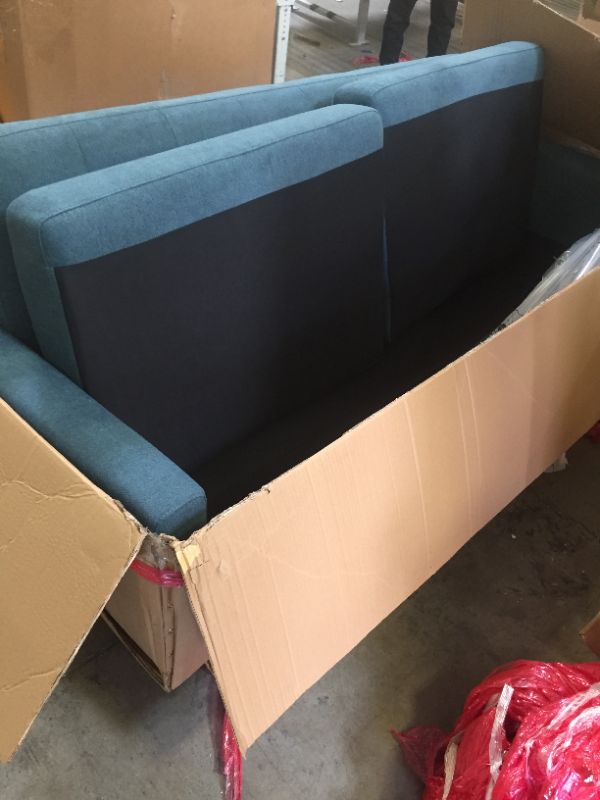 Photo 2 of Amazon Brand – Rivet Sloane Mid-Century Modern Sofa Couch, 79.9"W, Denim Blue
