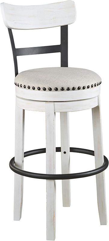 Photo 1 of Signature Design by Ashley Valebeck 30" Modern Swivel Pub Height Barstool, Whitewash
