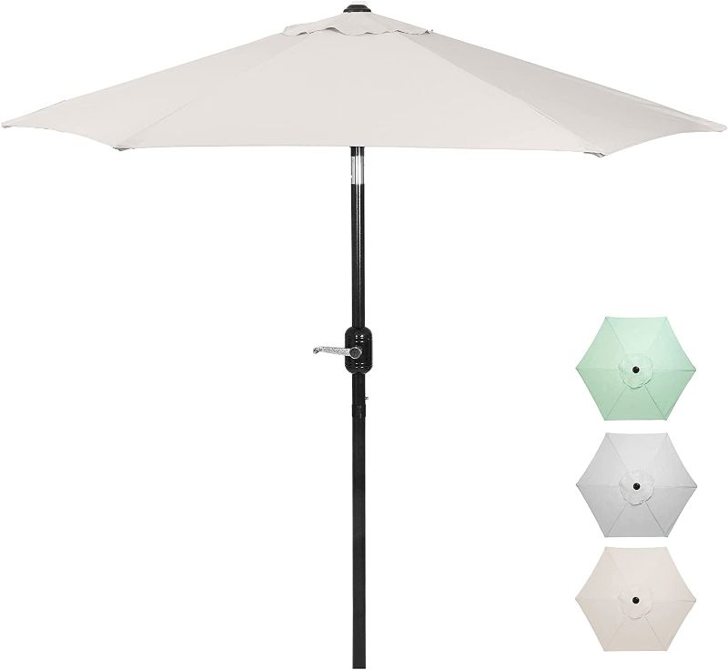 Photo 1 of 7.5 Ft Outdoor Patio Umbrella with Aluminum Pole, Easy Open/Close Crank and Push Button Tilt Adjustment - Beige Market Umbrellas
