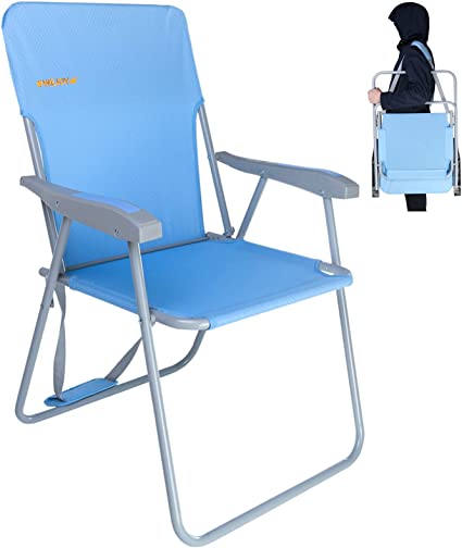 Photo 1 of #WEJOY High Back Outdoor Lawn Concert Beach Folding Chair with Hard Arms Shoulder Strap Pocket for Adults Camping Festival Sand, Supports 300 lbs
