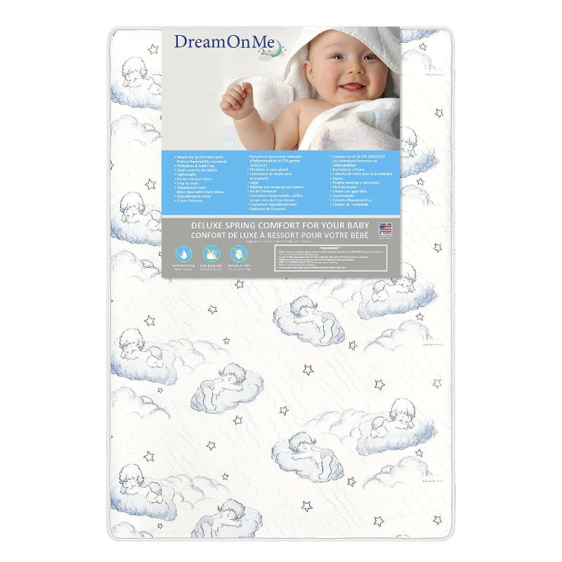 Photo 1 of Dream On Me, Star-Burst 3" Spring Coil Portable Crib Mattress I Waterproof I Green Guard Gold Certified I 10 Years Manufacture Warranty I Dual-Sided Mattress I Vinyl Cover I Made In The U.S.A I Mini Crib Mattress---OPENED BOX---
