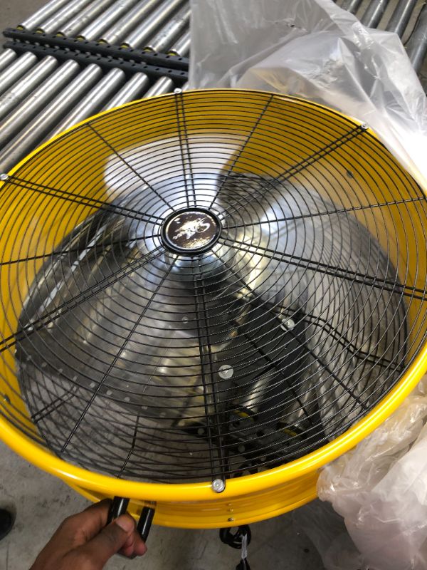 Photo 5 of Simple Deluxe HIFANXDRUM24 24 Inch Heavy Duty Metal Industrial Drum Fan, 3 Speed Air Circulation for Warehouse, Greenhouse, Workshop, Patio, Factory and Basement - High Velocity , Yellow--MISSING SOME HARDWARE---
