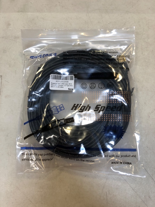 Photo 1 of Ruaeoda Mini USB Cable 20 ft, USB 2.0 Type A to Mini 5 Pin B Cable Male Cord Compatible with GoPro Hero 3+, PS3 Controller, Cell Phones, MP3 Players, Dash Cam, Digital Camera, SatNav etc BLACK