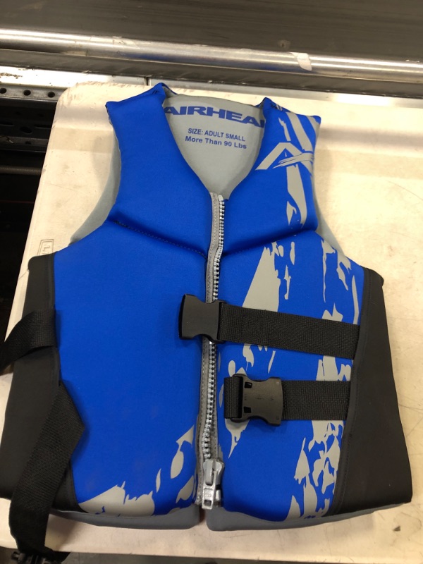 Photo 2 of Airhead Swoosh Kwik-Dry Neolite Life Jacket, US Coast Goard Approved Type III Life Jacket, Adult and Youth Sizes Small Blue