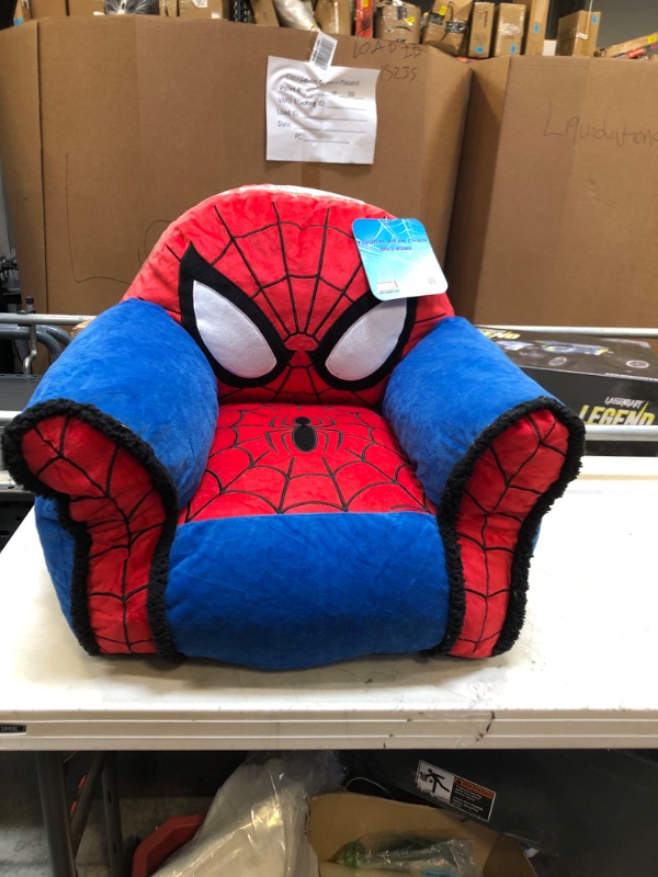 Photo 2 of Idea Nuova Marvel Spiderman Figural Bean Bag Chair with Sherpa Trim, Ages 3+, Red