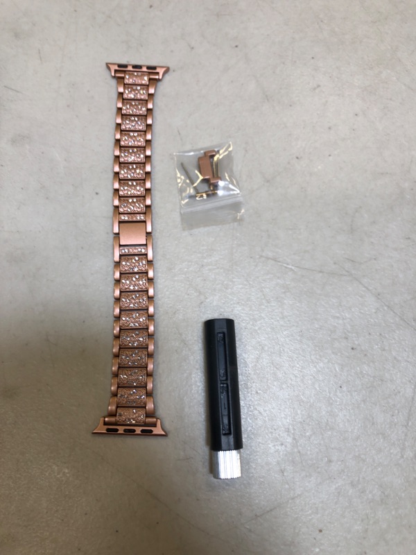 Photo 2 of LELONG for Apple Watch Band 38mm 40mm 41mm Series 8 Series 7 6 5 4 3 2 1 SE Ultra, Bling Replacement Bracelet iWatch Band, Diamond Rhinestone Stainless Steel Metal Wristband Strap AA-Rose Gold 38mm/40mm/41mm