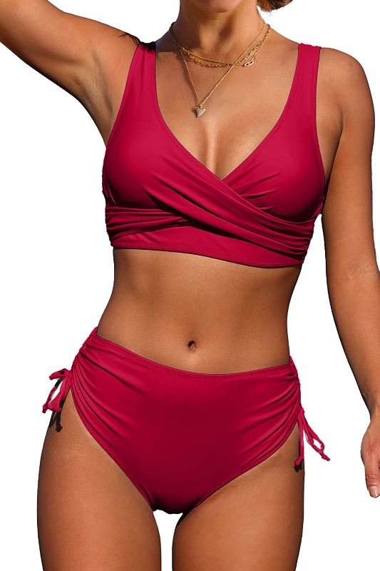 Photo 1 of Women's High Waisted Bikini Twist Front Tie Back 2 Piece Swimsuits size xl