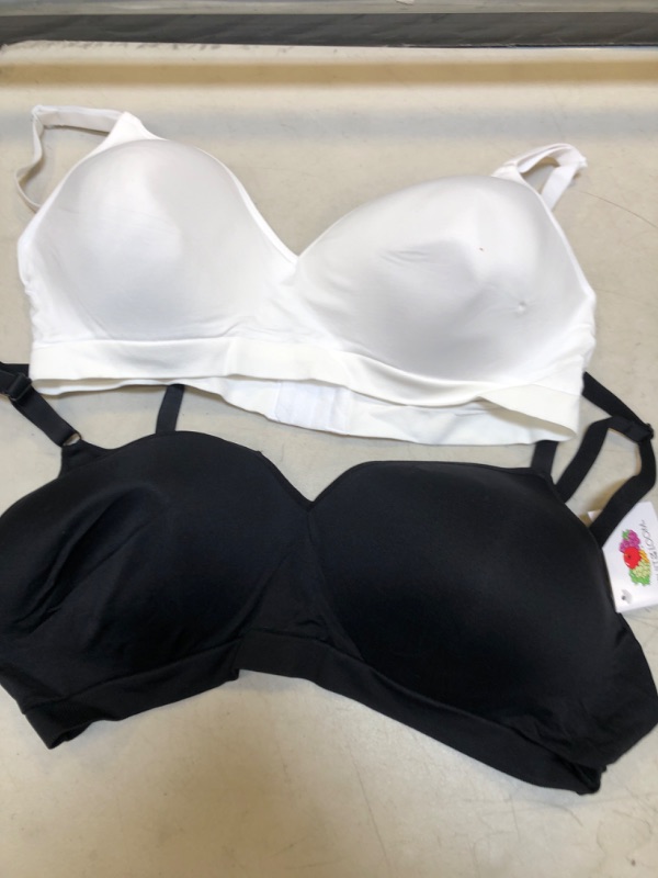 Photo 1 of Fruit of the Loom Women's Seamless Pullover Bra  color white and black size 38dd