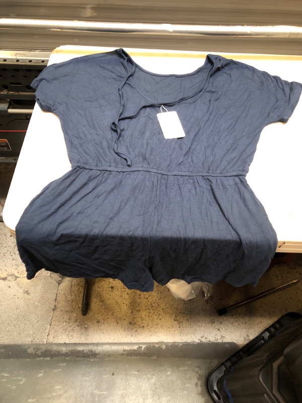 Photo 1 of  Essentials Women's Short-Sleeve Scoop Neck Romper color navy size large