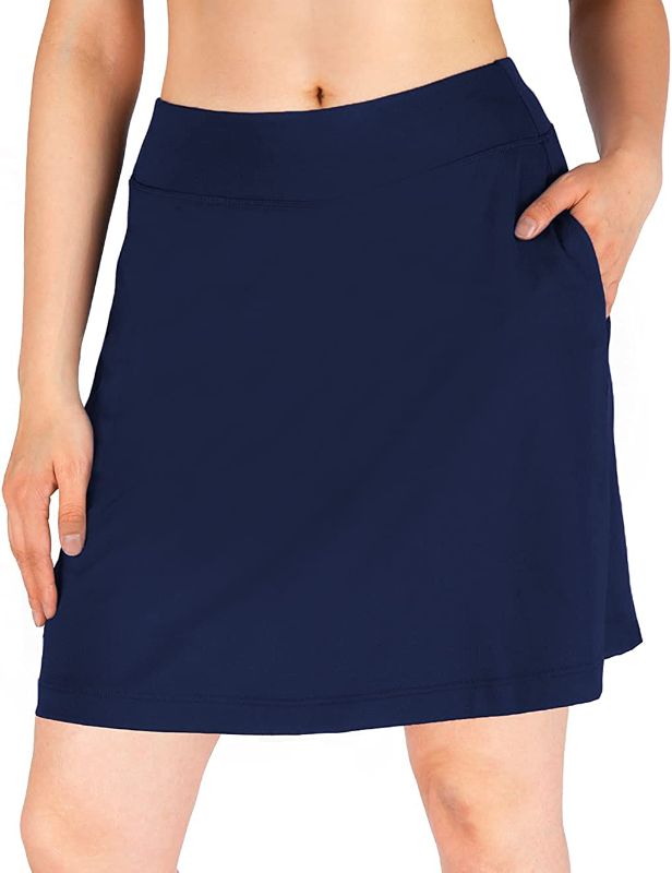 Photo 1 of  Women's 4 Pockets UPF 50+ 17" Long Tennis Skirt Running Golf Skorts