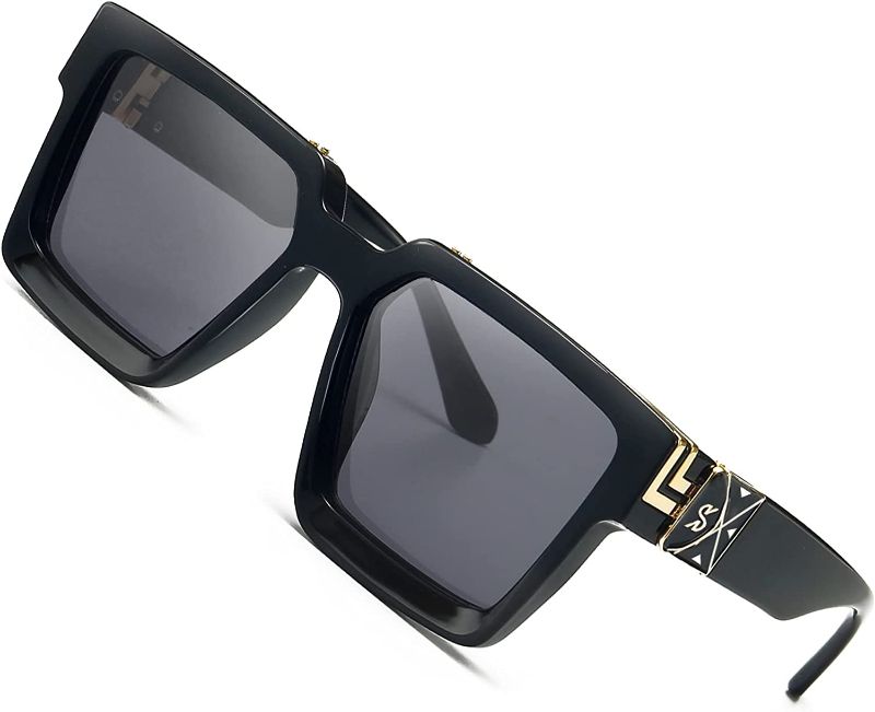 Photo 1 of SHEEN KELLY Retro Rectangular Sunglasses Women Men Square Vintage Chunky Gradual Lens Luxury Gold Eyewear