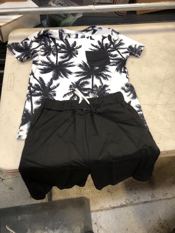 Photo 2 of Boy Shorts Sets Hawaiian Outfit Kid Leaves Floral Short Sleeve Shirt Top+shorts Suits 4/6