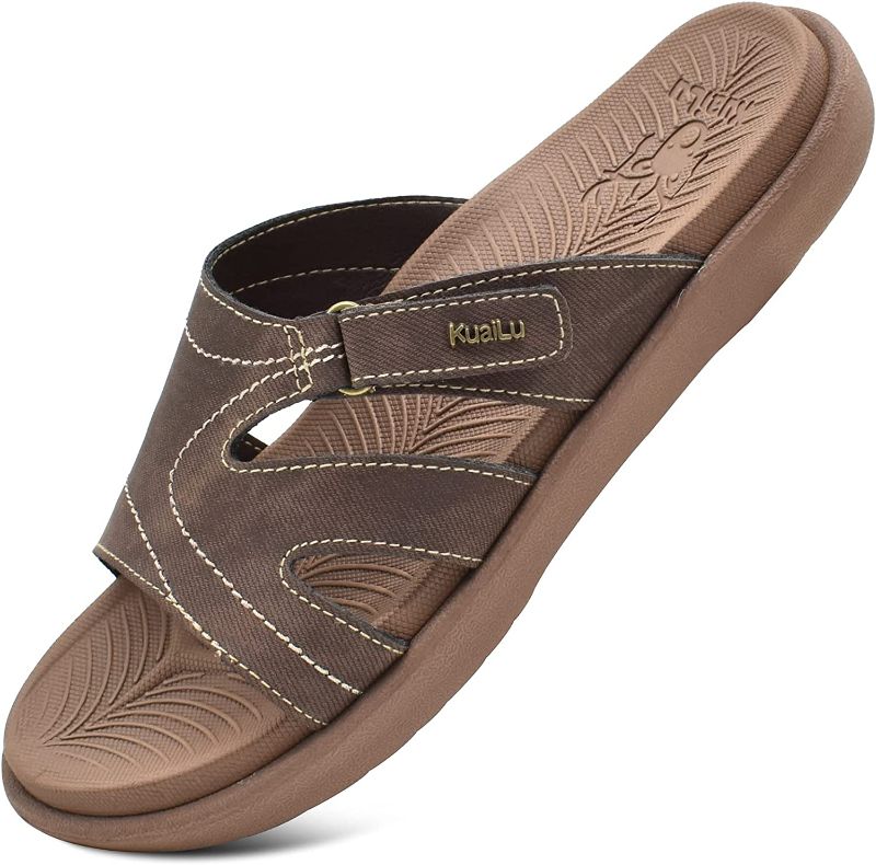 Photo 1 of KuaiLu Womens Arch Support Slides Orthotic Plantar Fasciitis Ladies Lightweight Athletic Yoga Mat Adjustable Sport Recovery Sandals Slip On Thick Cushion Open Toe Summer Slippers