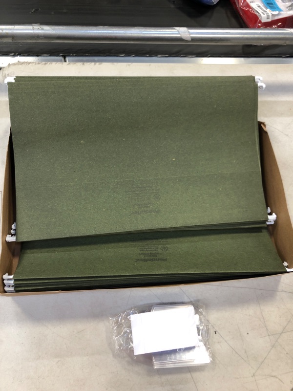 Photo 2 of Pendaflex Recycled Hanging Folders, Legal Size, Standard Green, 1/5 Cut, 25/BX (81622) Legal 1/5 Cut Folders