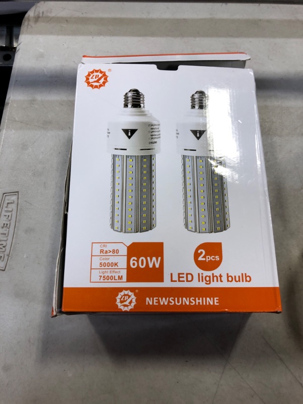 Photo 2 of 2 Pack 500W Equivalent LED Light Bulb 7500 Lumen 5000K Daylight White Bright E26/E27 Medium Base 60W Corn Light Bulbs for Outdoor Indoor Garage Warehouse Factory Backyard Street