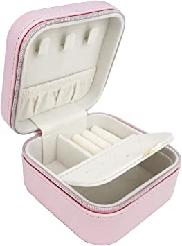 Photo 1 of BareTulip Travel-Jewelry Cases-Small Jewelry-Box Portable-Jewelry Box Mini-Jewelry Box Travel Jewelry-Organizer Leather-Travel Jewelry-Case pink 