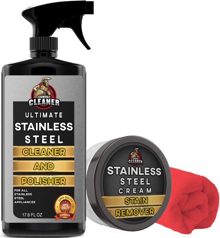 Photo 1 of Stainless Steel Cleaner & Polisher 17.6 OZ + Concentrated Stainless Steel Stain & Rust Remover + Microfiber Rag