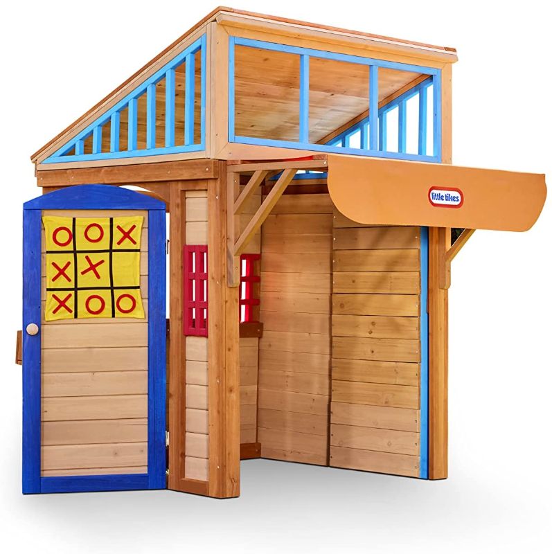 Photo 1 of Little Tikes Real Wood Adventures 5-in-1 Game House, Outdoor Wood Game Playhouse for All Kids, Boys and Girls Ages 3+
