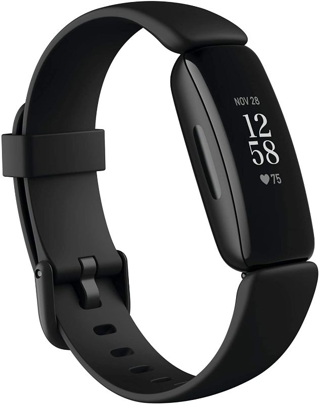 Photo 1 of Fitbit Inspire 2 Health & Fitness Tracker, 24/7 Heart Rate, Black/Black, One Size (S & L Bands Included)
