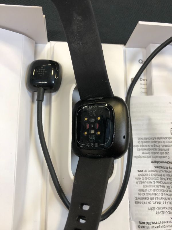 Photo 3 of Fitbit Versa 3 Health & Fitness Smartwatch with GPS, 24/7 Heart Rate, Alexa Built-in, 6+ Days Battery, Black/Black, One Size (S & L Bands Included)
