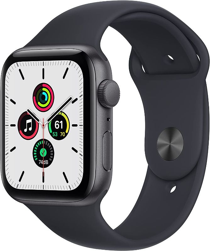 Photo 1 of Apple Watch SE [GPS 44mm] Smart Watch w/ Space Grey Aluminium Case with Midnight Sport Band. Fitness & Activity Tracker, Heart Rate Monitor, Retina Display, Water Resistant
