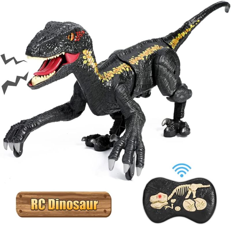 Photo 1 of Mini Tudou RC Dinosaur Toys,Walking Robot Dinosaurs Toy with LED Light and Roaring Sound,2.4Ghz Remote Control Electronic Simulation Velociraptor Toys for 3+ Years Old Kids
