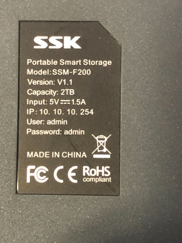 Photo 4 of SSK 2TB Portable NAS External Wireless Hard Drive with Own Wi-Fi Hotspot, Personal Cloud Smart Storage Support Auto-Backup, Phone/Tablet PC/Laptop Wireless Remote Access
