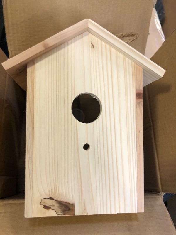 Photo 2 of 9" X 6" WOOD BIRD FEEDER HOUSE