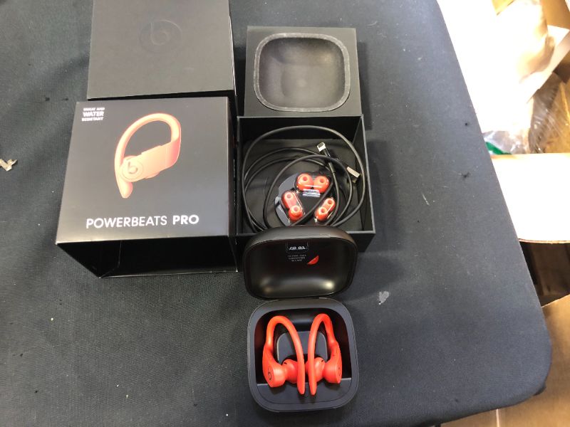 Photo 4 of Powerbeats Pro Wireless Earphones - Apple H1 Headphone Chip, Class 1 Bluetooth, 9 Hours of Listening Time, Sweat Resistant Earbuds, Built-in Microphone - Lava Red