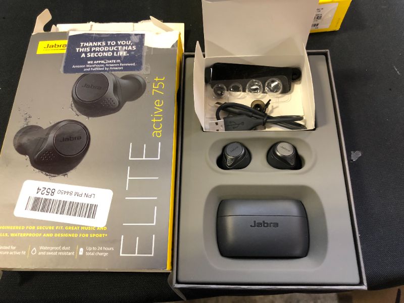 Photo 2 of Jabra Elite Active 75t True Wireless Earbuds with Wireless Charging Enabled Case, Gray
