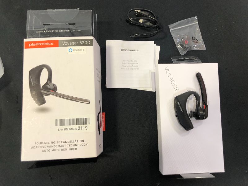 Photo 2 of Poly Voyager 5200 Bluetooth Headset (Plantronics) - Single-Ear (Mono) Bluetooth Earpiece with Noise Canceling Mic - Cell/Mobile Phone Headset
