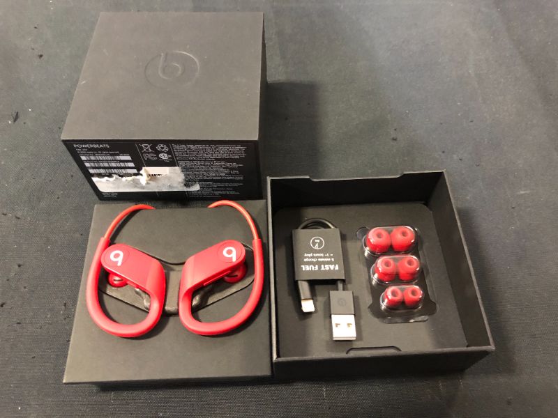 Photo 2 of Powerbeats High-Performance Wireless Earbuds - Apple H1 Headphone Chip, Class 1 Bluetooth Headphones, 15 Hours of Listening Time, Sweat Resistant, Built-in Microphone - Red
